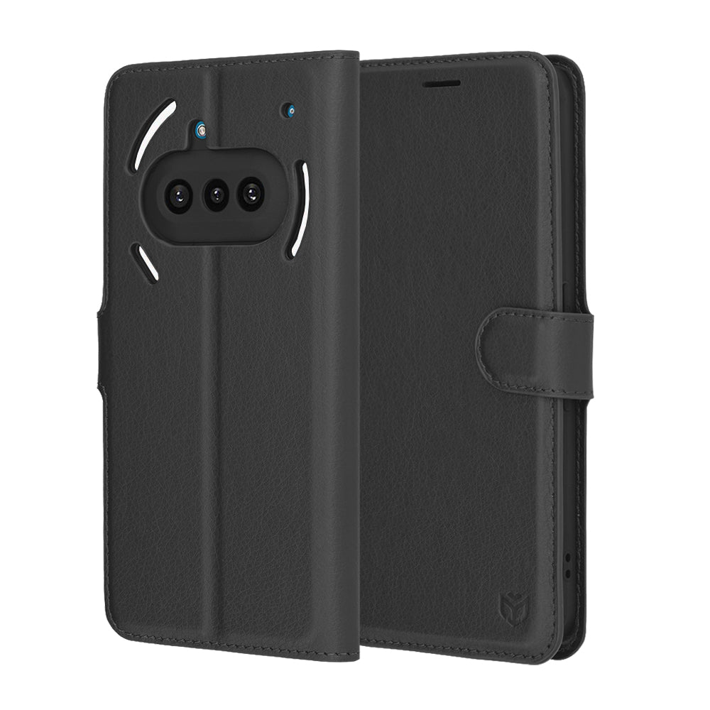 Coque pour Nothing Phone (3a), Techsuit, Leather Folio, Noire