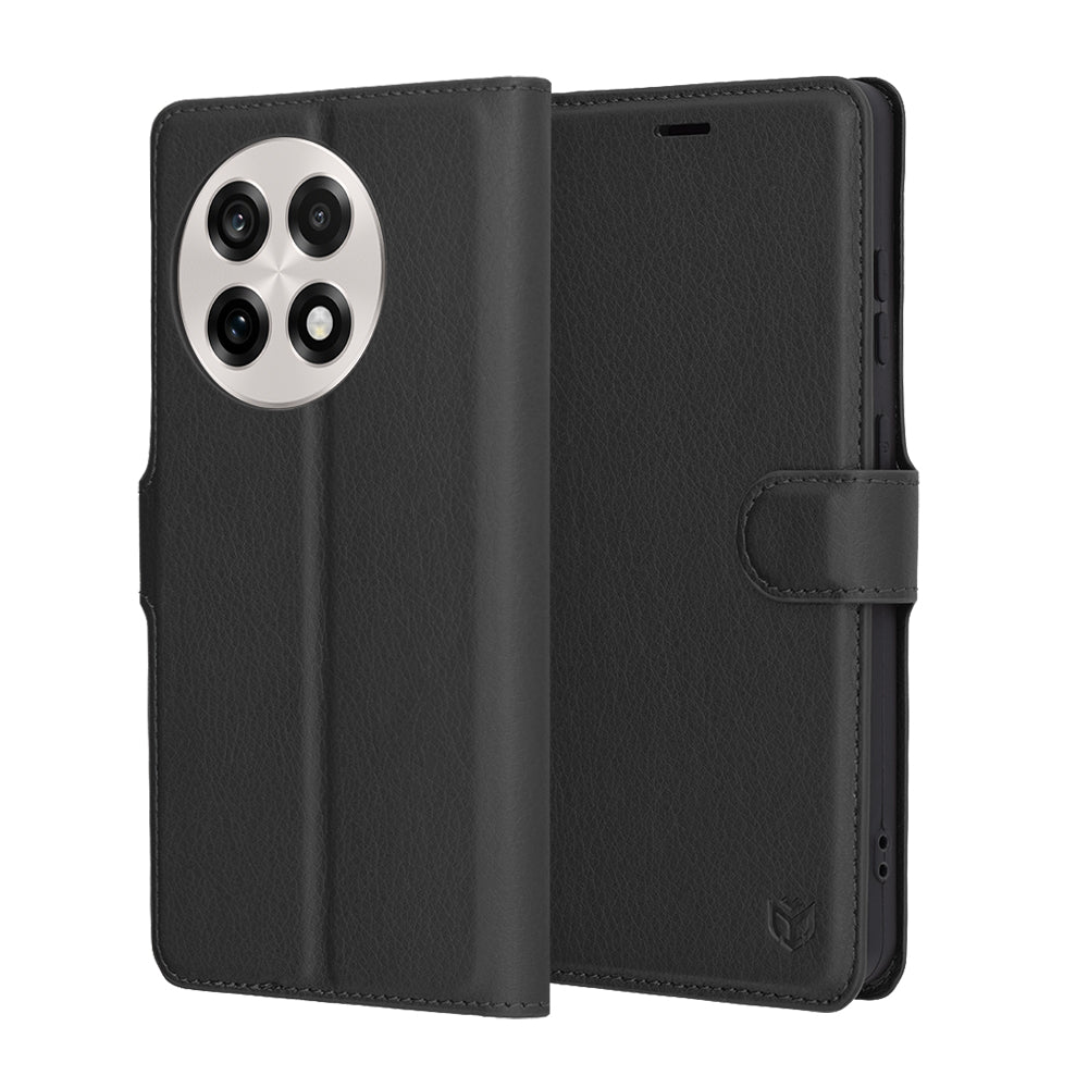 Coque pour OnePlus 13R, Techsuit, Leather Folio, Noire
