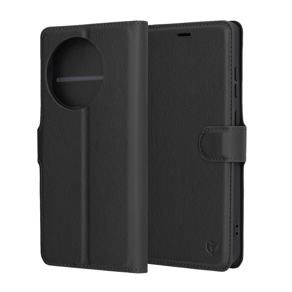 Coque pour OnePlus 13R, Techsuit, Leather Folio, Noire