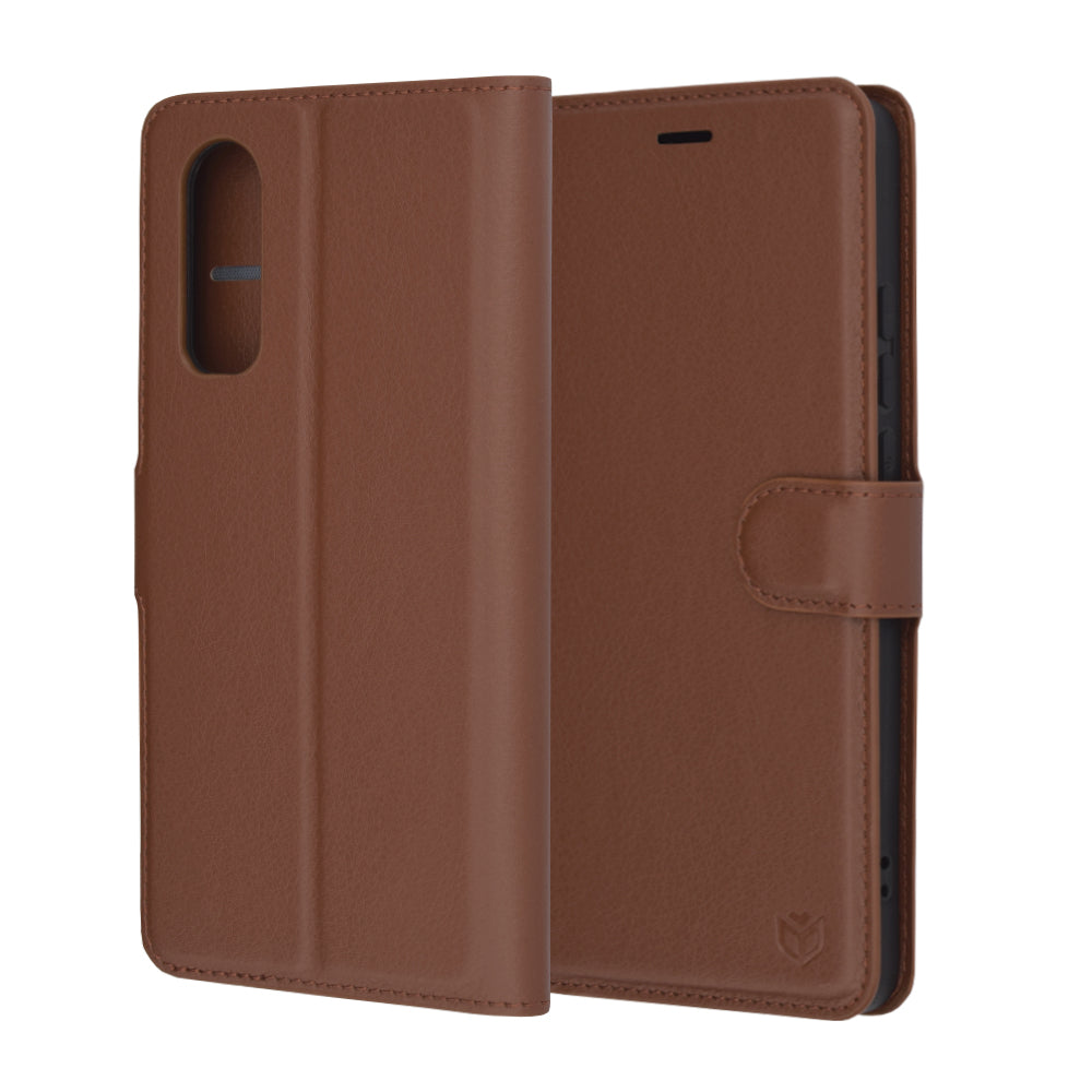 Coque pour OnePlus Nord CE4 Lite, Techsuit, Leather Folio, Marron