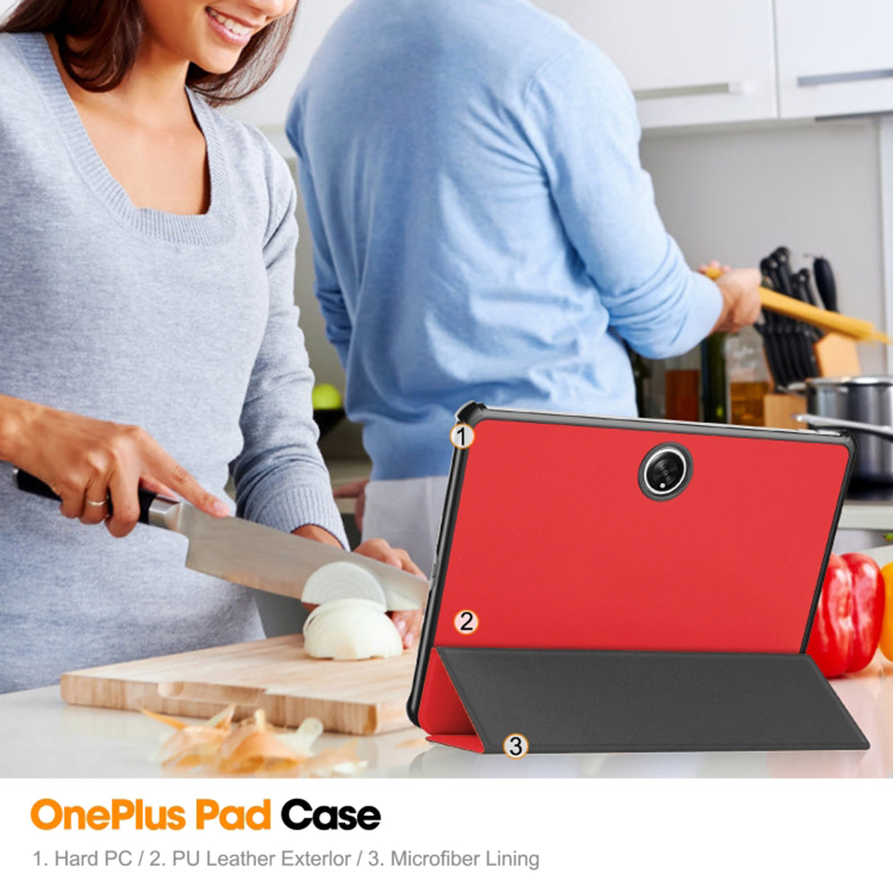 Housse pour OnePlus Pad, Techsuit, FoldPro, Rouge