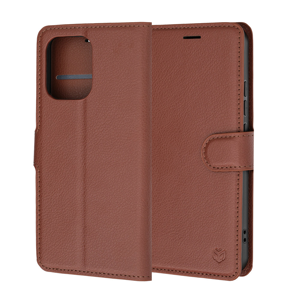 Coque pour Oppo A6 Pro 5G / A6 Pro 4G, Techsuit, Folio en cuir, Marron