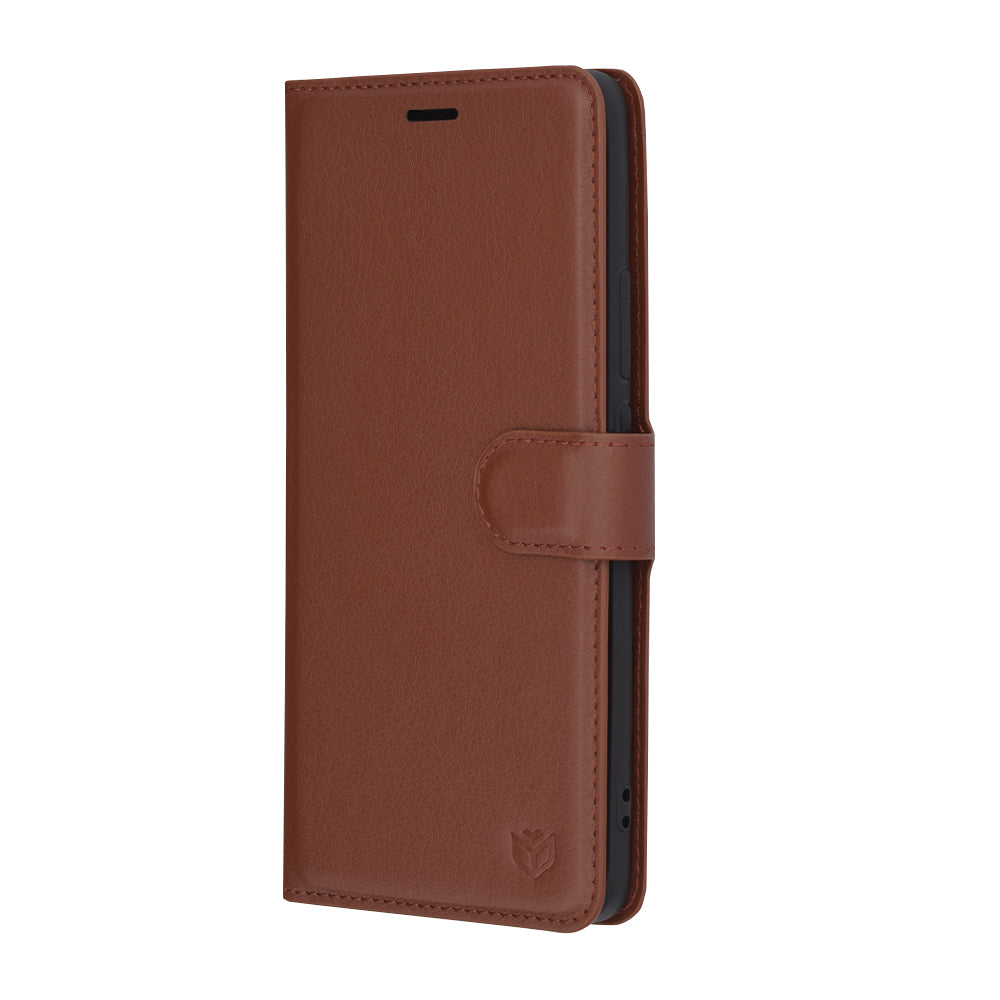 Coque pour Oppo Reno12, Techsuit, Leather Folio, Marron