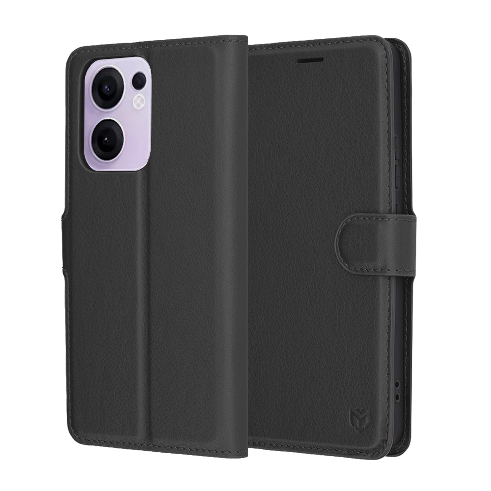 Coque pour Oppo Reno13 FS 5G / Reno13 F 4G / Reno13 F, Techsuit, Folio en cuir, Noir