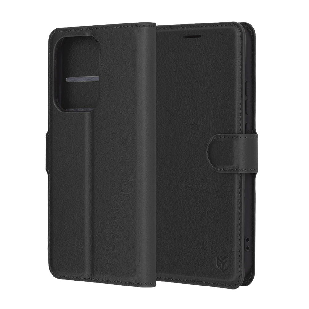 Coque pour Oppo Reno13, Techsuit, Leather Folio, Noire