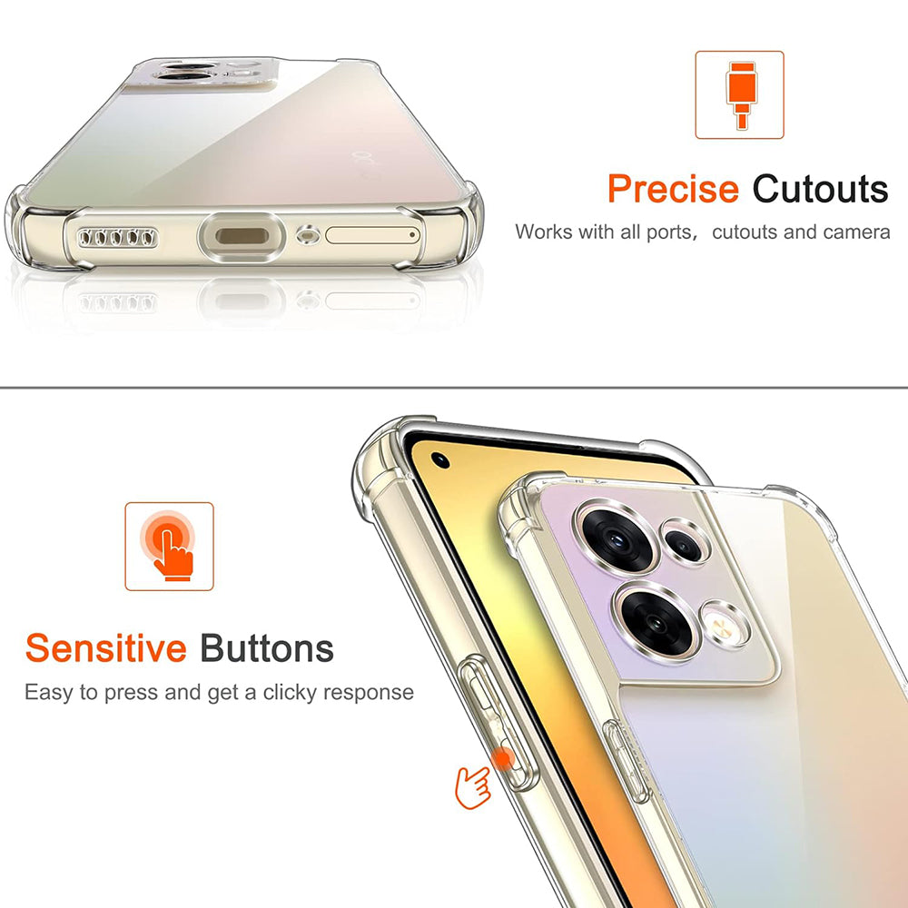 Coque pour Oppo Reno8, Techsuit, Antichoc Claire, Transparente