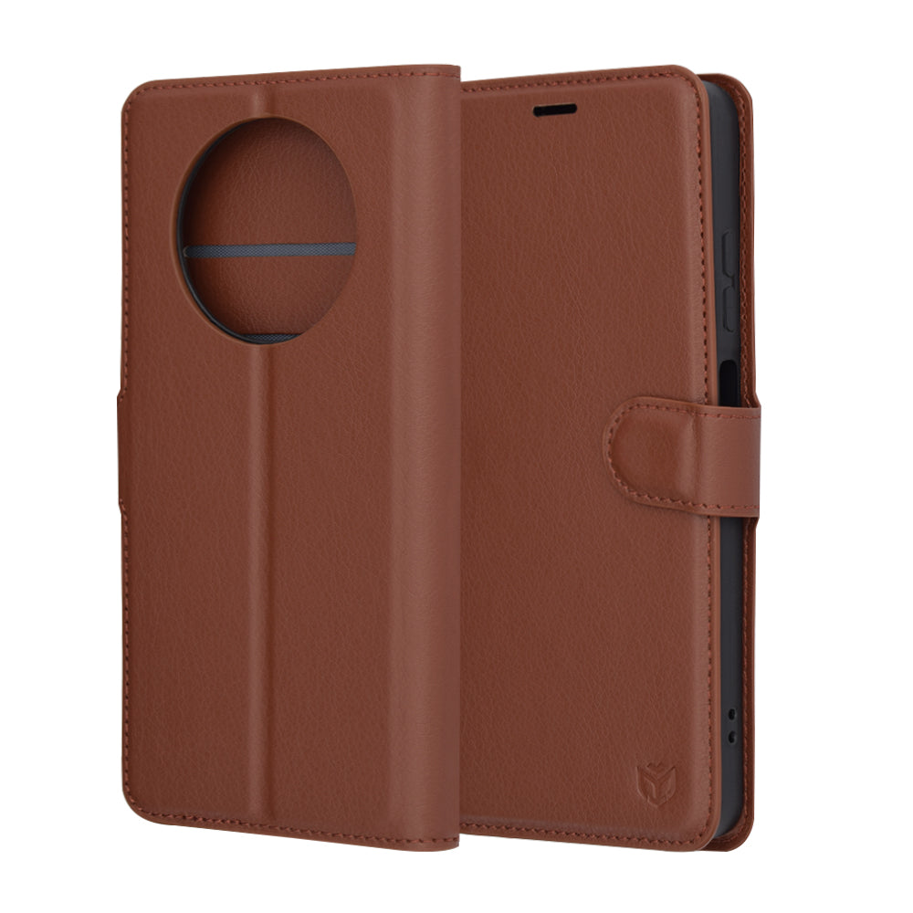 Coque pour Realme 12x / 12, Techsuit, Leather Folio, Marron