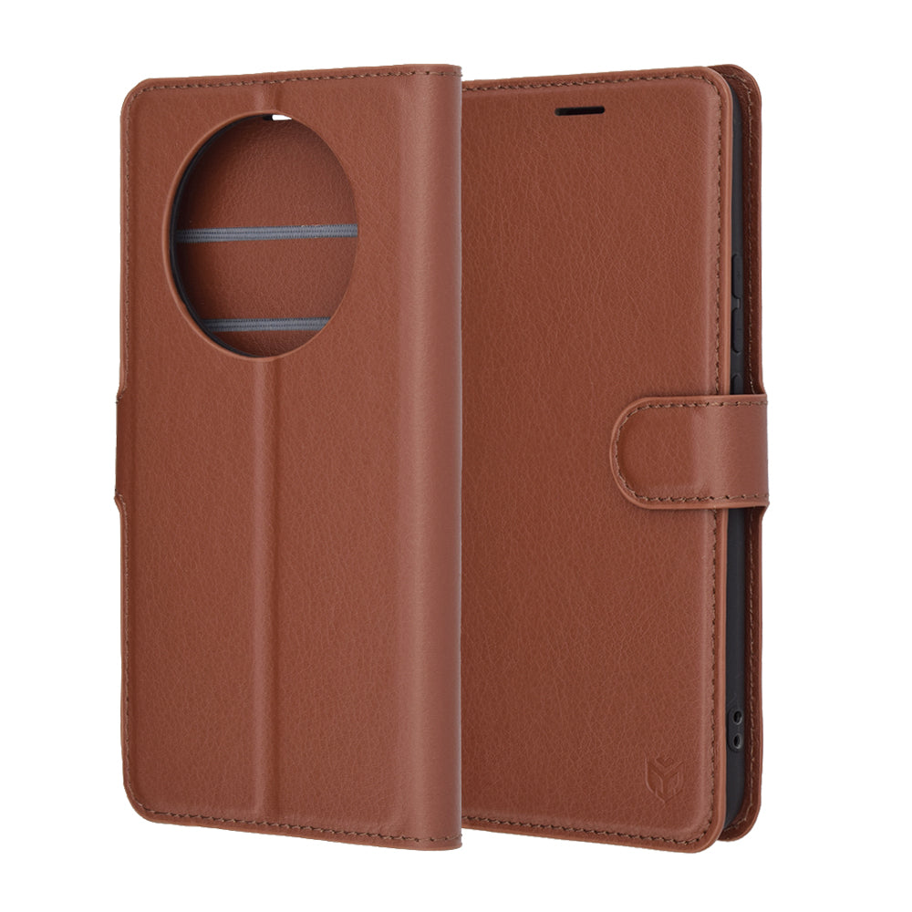 Coque pour Realme 14 Pro+, Techsuit, Leather Folio, Marron