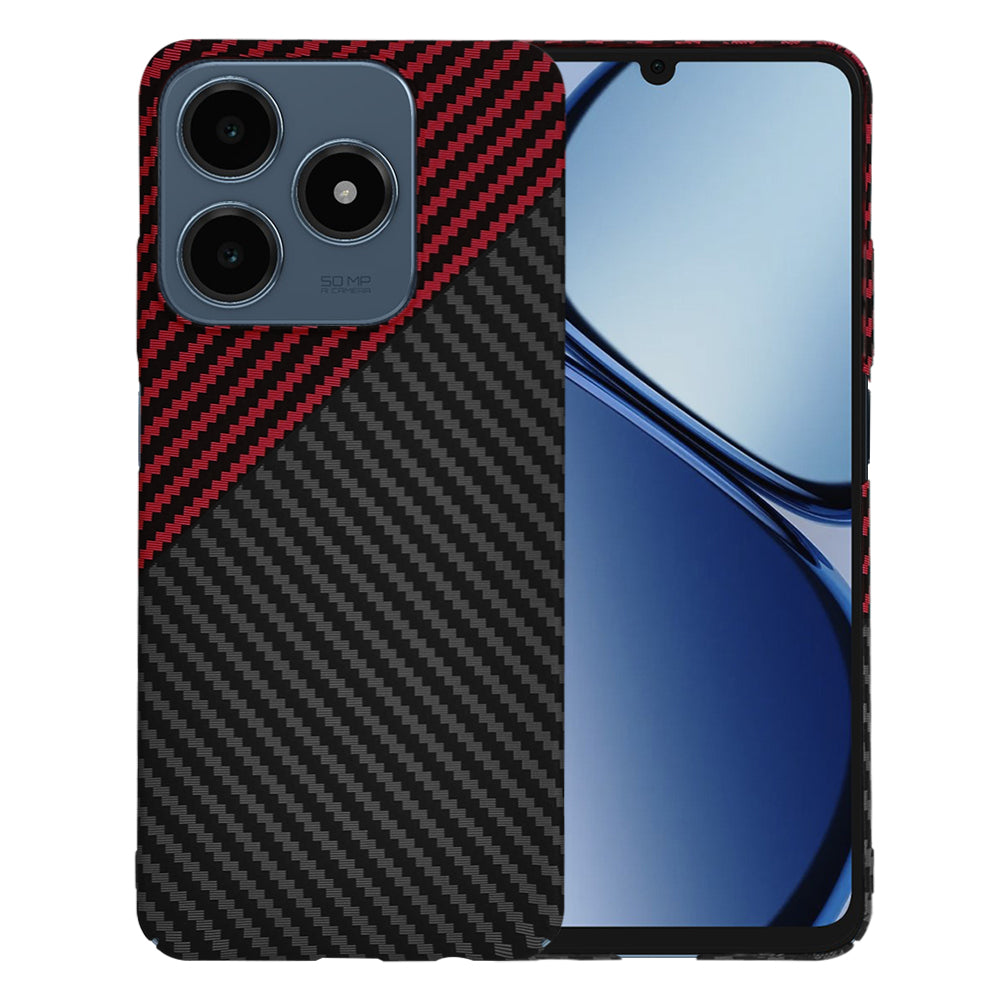 Coque pour Realme C63 / C61, Techsuit, Carbonite FiberShell, Noir Rouge