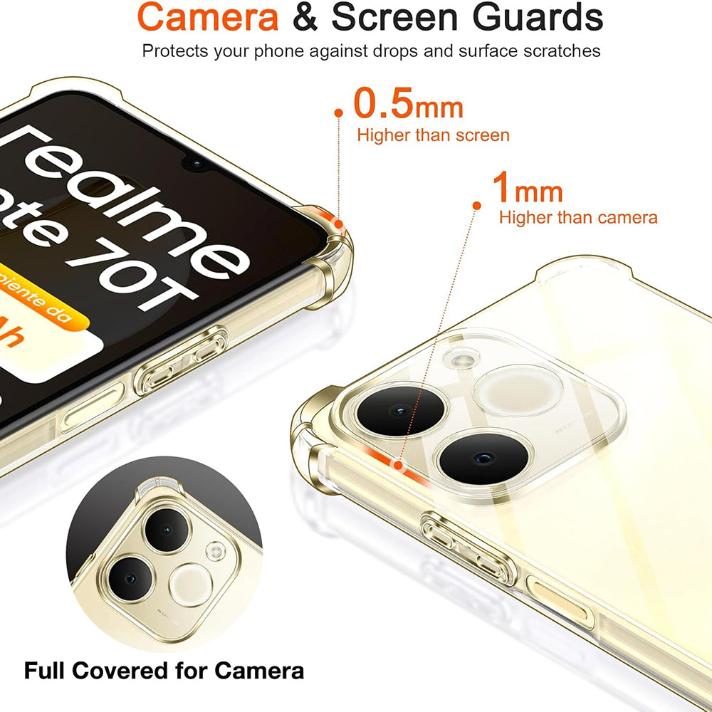 Étui pour Realme Note 70T, Techsuit, Shockproof Clear, Transparent