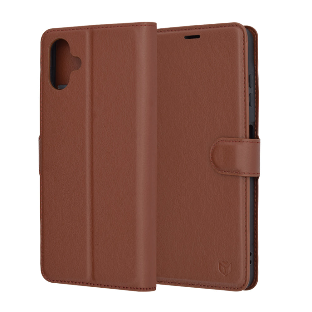 Coque pour Samsung Galaxy A06 A065, Techsuit, Leather Folio, Marron
