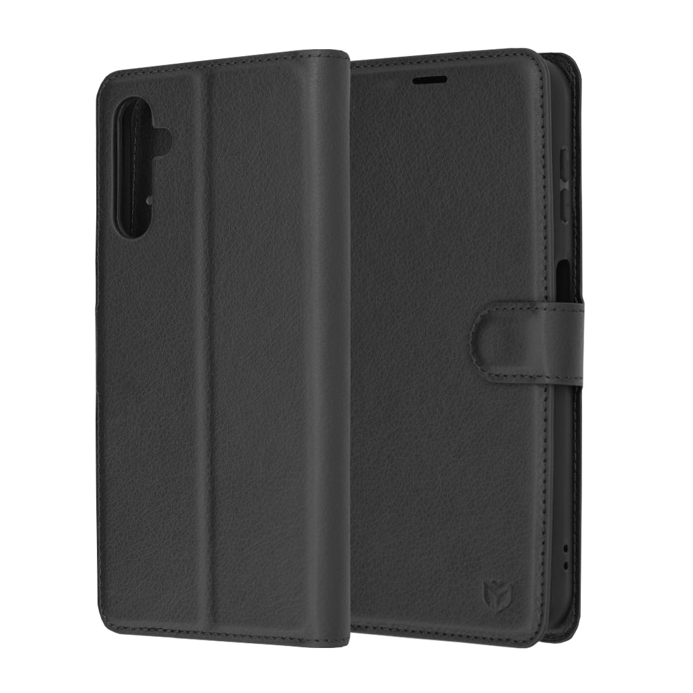Coque pour Samsung Galaxy A14 A145 / A14 5G A146, Techsuit, Folio en cuir, Noire