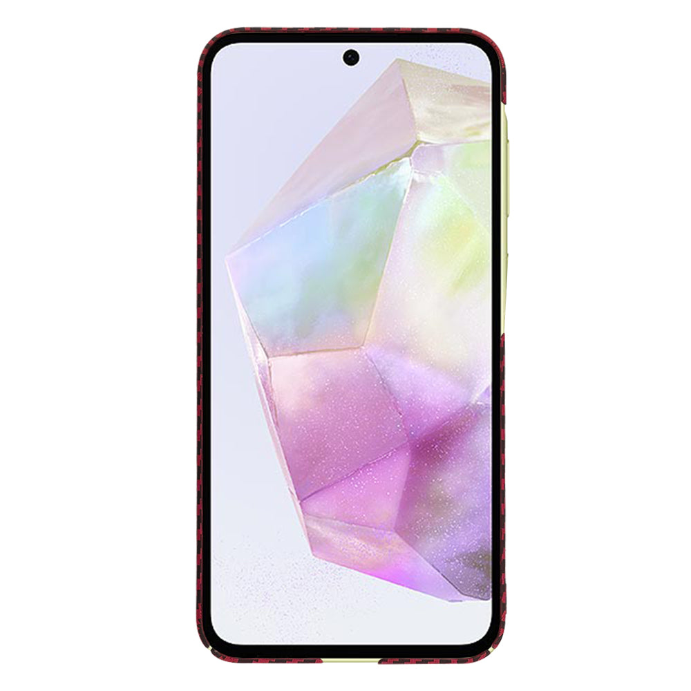 Coque pour Samsung Galaxy A35 5G A356, Techsuit, Carbonite FiberShell, Rouge