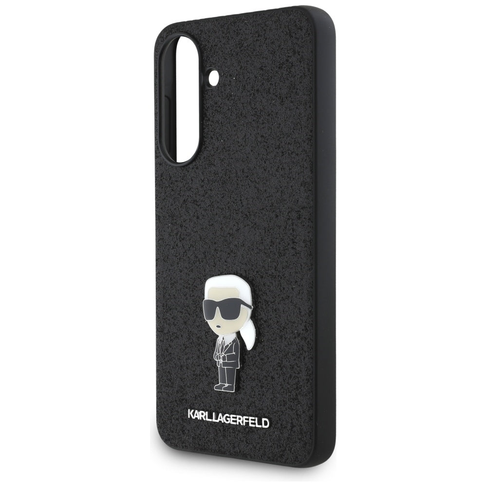 Case for Samsung Galaxy A36 A366, Karl Lagerfeld, Glitter Fixed Ikonik Karl, Black
