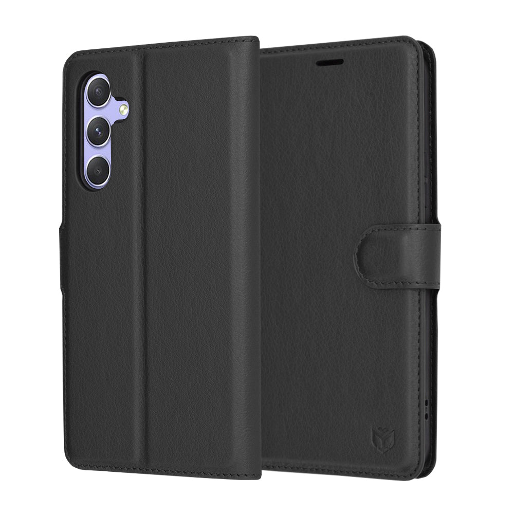 Coque pour Samsung Galaxy A54 A546, Techsuit, Leather Folio, Noire