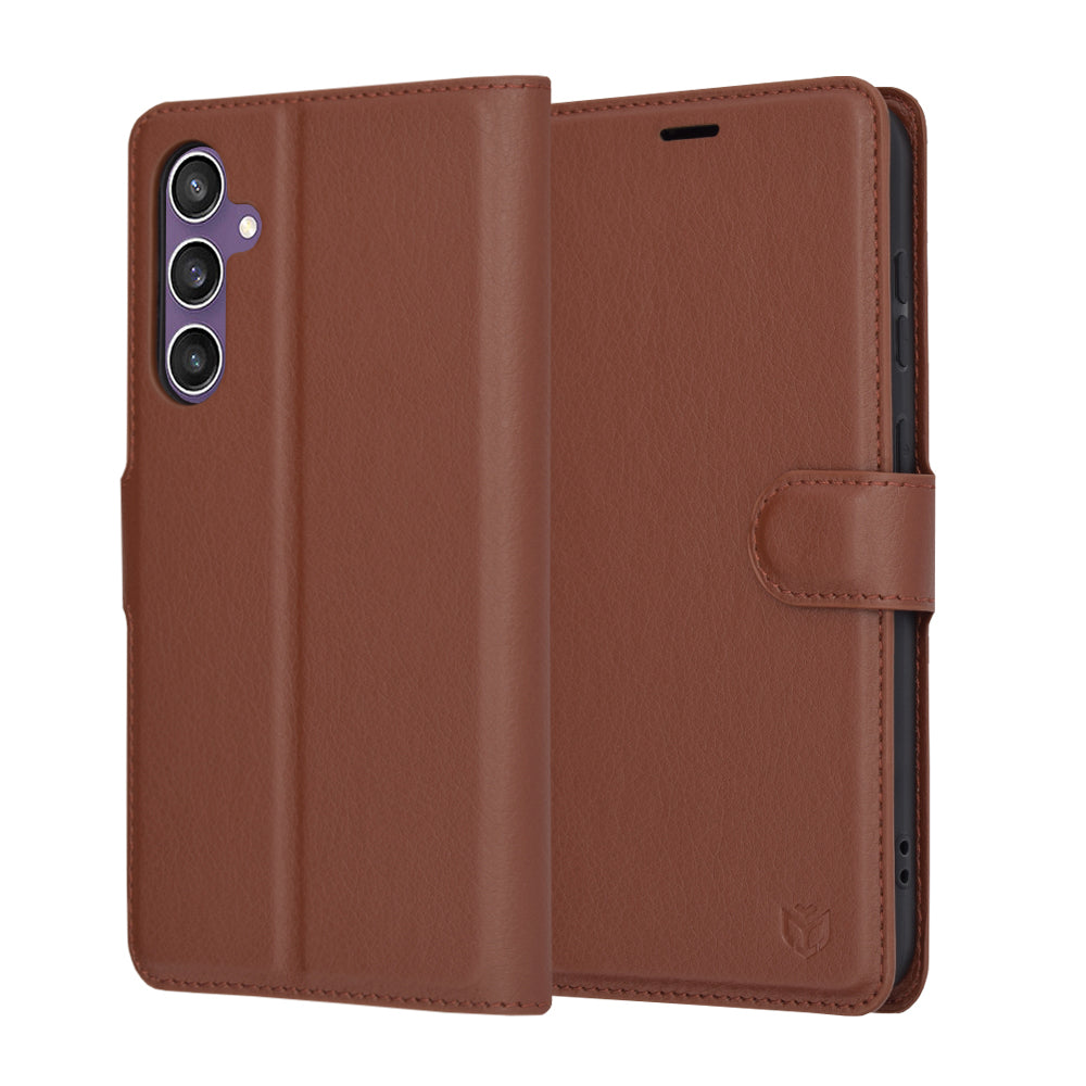 Coque pour Samsung Galaxy S23 FE S711, Techsuit, Leather Folio, Marron