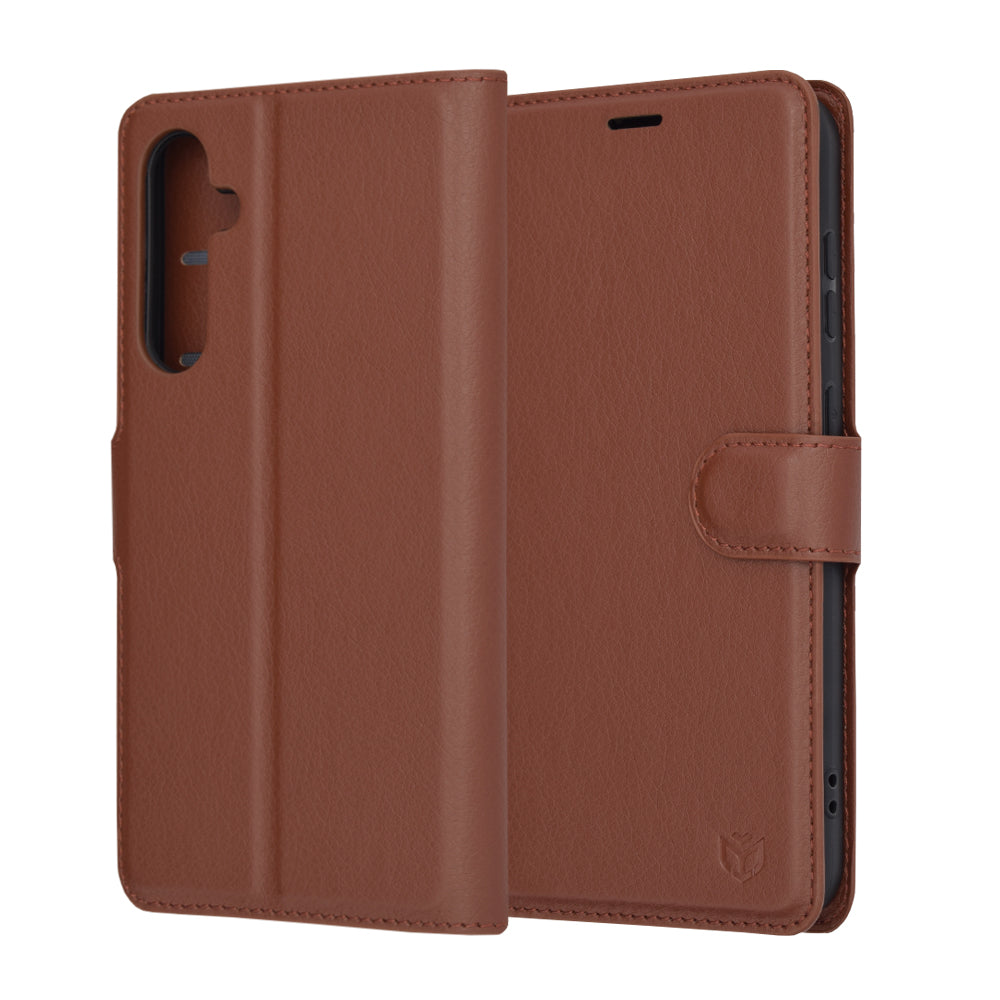 Coque pour Samsung Galaxy S23 FE S711, Techsuit, Leather Folio, Marron