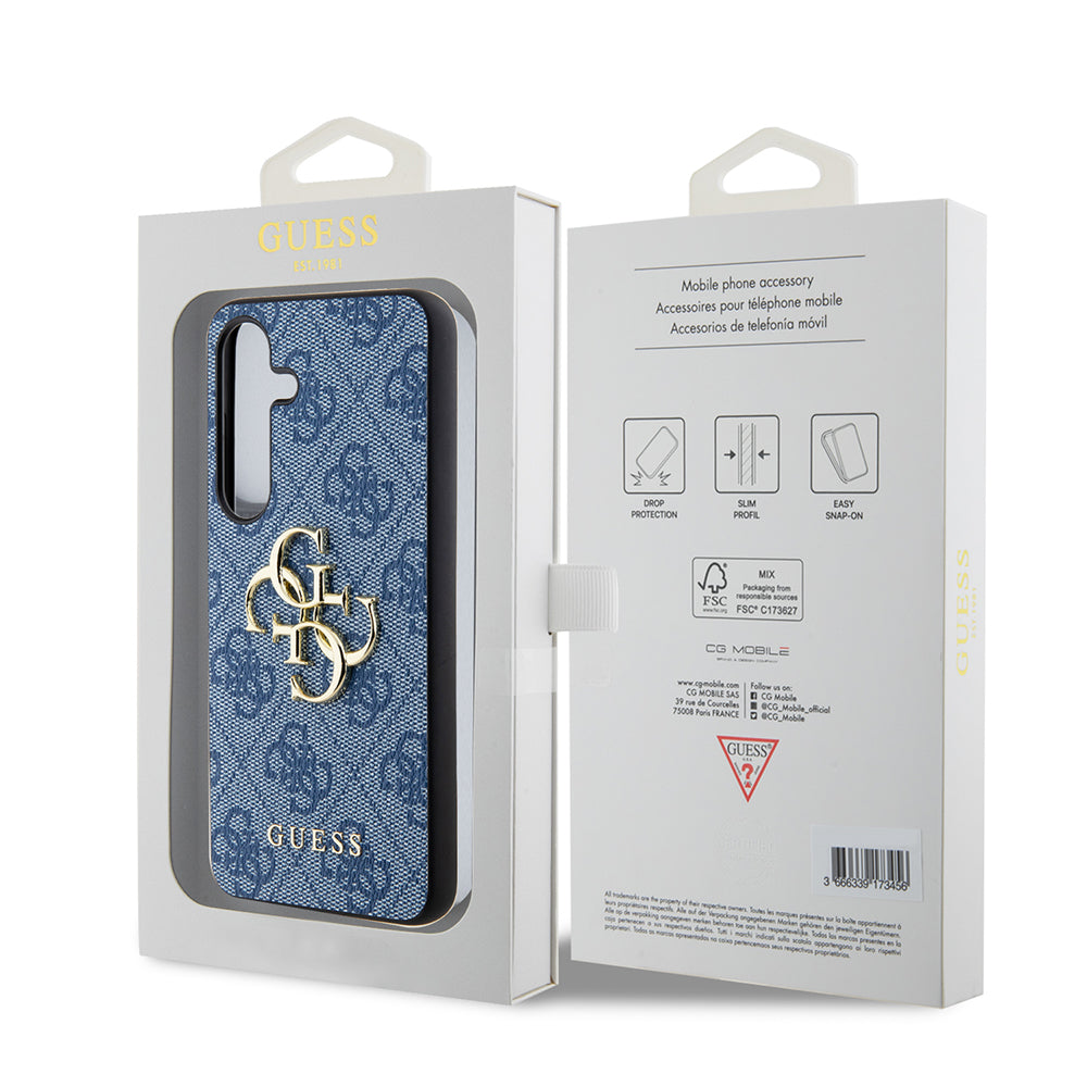 Étui pour Samsung Galaxy S24+ S926, Guess, 4G Big Logo, Bleu