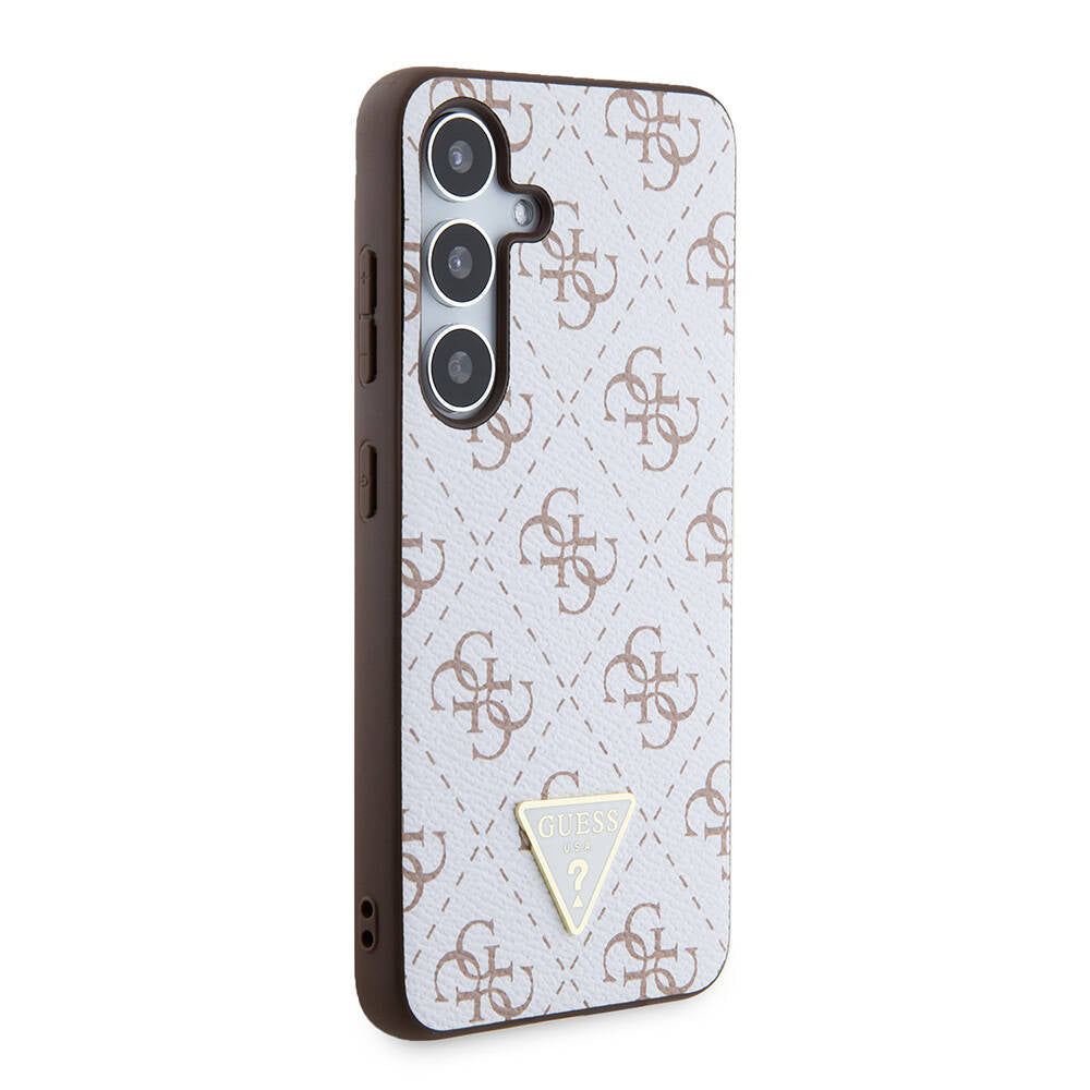 Étui pour Samsung Galaxy S24+ S926, Guess, logo Triangle 4G, Blanc