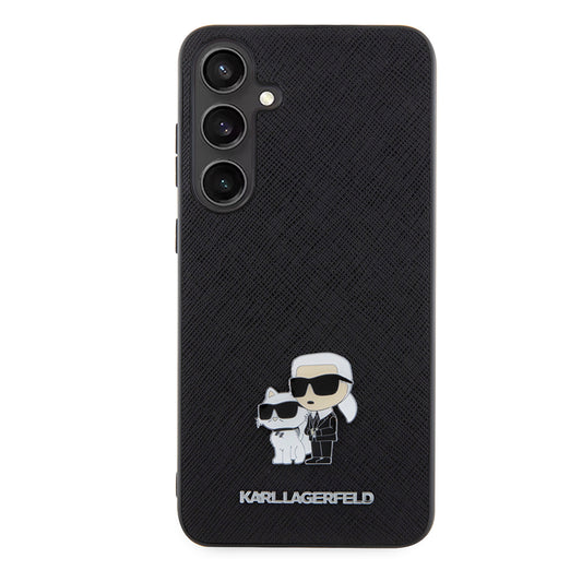 Étui pour Samsung Galaxy S24+ S926, Karl Lagerfeld, Saffiano Karl & Choupette Metal, Noir
