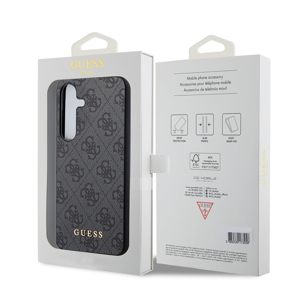 Étui pour Samsung Galaxy S24 S921, Guess, Logo Or Métal 4G, Noir