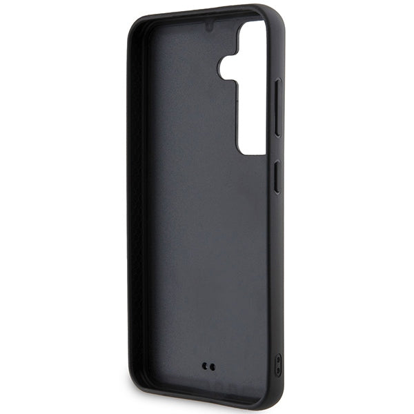 Housse pour Samsung Galaxy S24 S921, Karl Lagerfeld, Plaque Métallique Strass, Noire