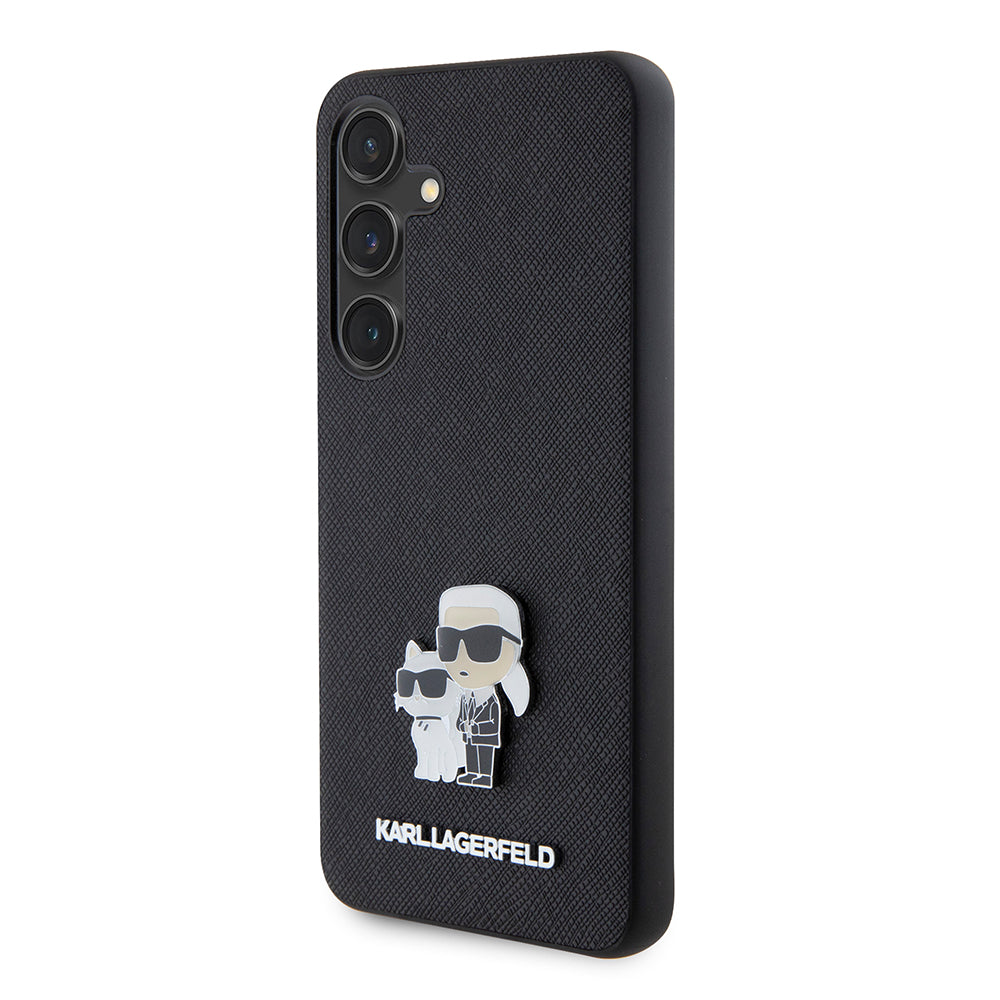 Case for Samsung Galaxy S24 S921, Karl Lagerfeld, Saffiano Karl & Choupette Metal, Black