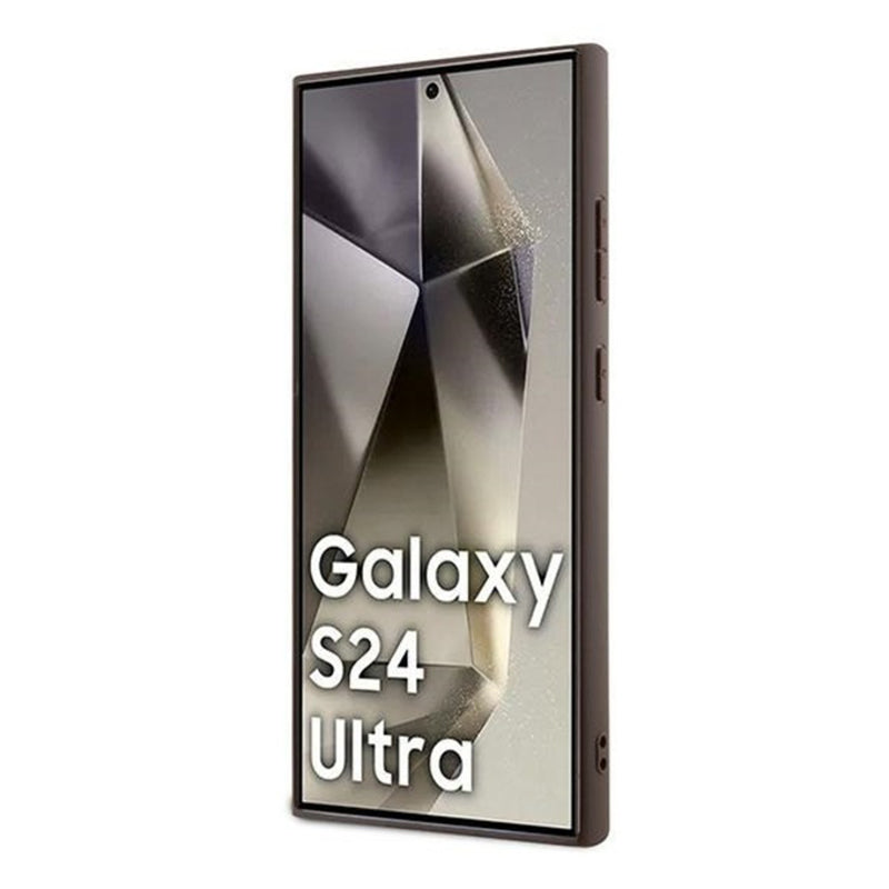 Étui pour Samsung Galaxy S24 Ultra S928, Guess, Logo Or Métal 4G, Marron