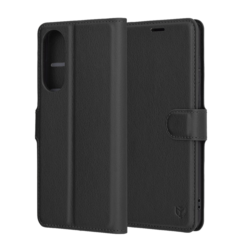 Coque pour Samsung Galaxy S25 Edge S937, Techsuit, Leather Folio, Noire