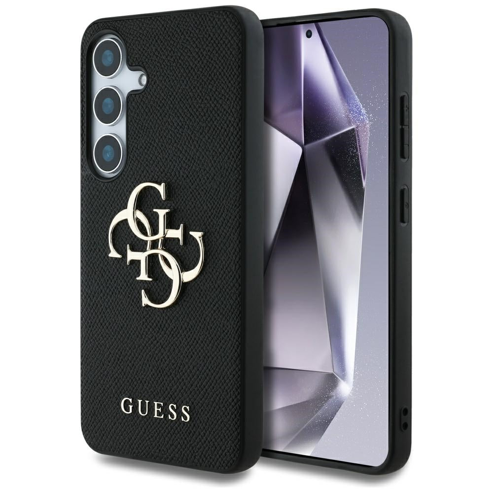 Étui pour Samsung Galaxy S25+ S936, Guess, 4G Grained Big and Classic Logo, Noir