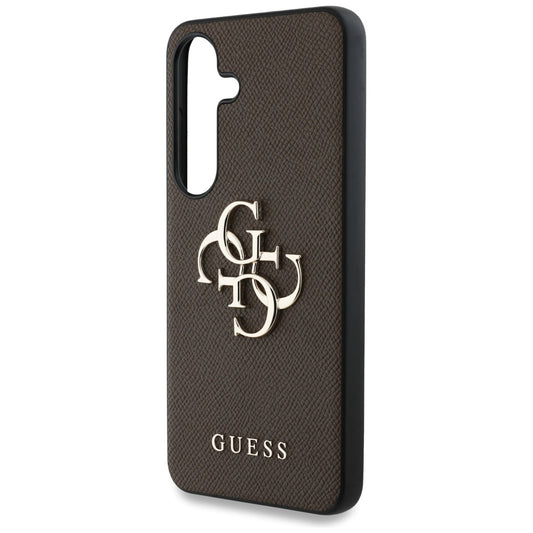 Étui pour Samsung Galaxy S25 S931, Guess, 4G Grained Big and Classic Logo, Marron