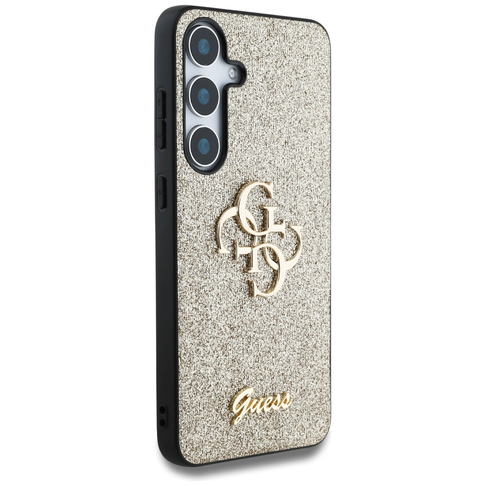 Étui pour Samsung Galaxy S25 S931, Guess, Glitter Big 4G Script, Doré