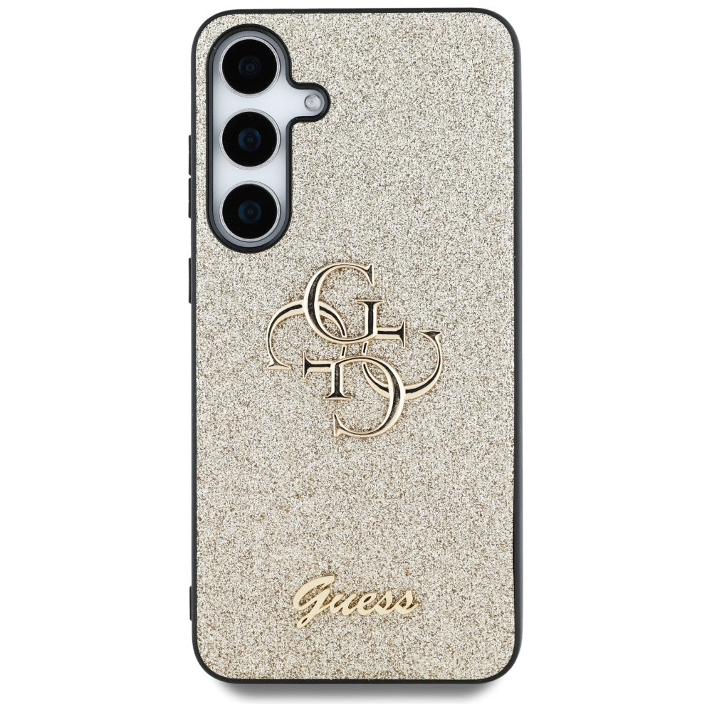 Étui pour Samsung Galaxy S25 S931, Guess, Glitter Big 4G Script, Doré