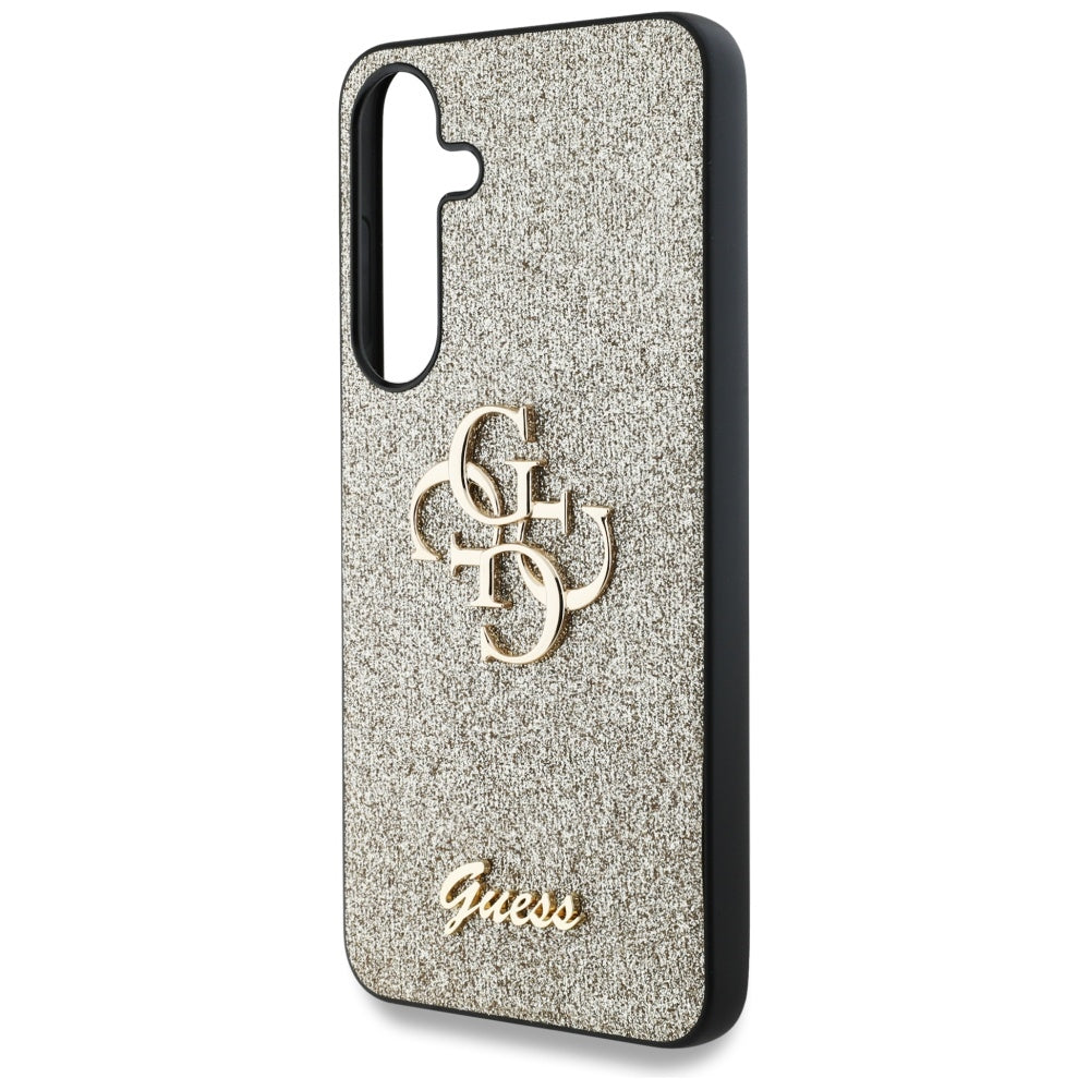 Étui pour Samsung Galaxy S25 S931, Guess, Glitter Big 4G Script, Doré