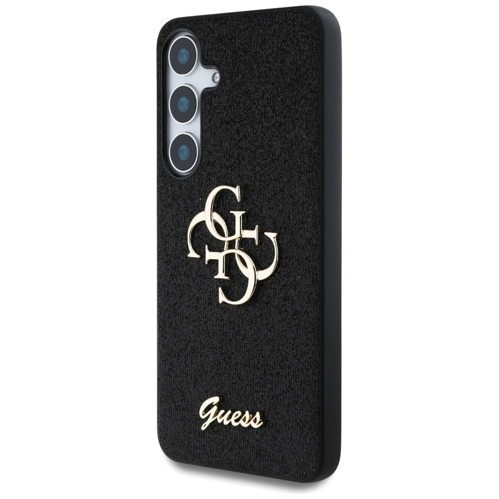 Étui pour Samsung Galaxy S25 S931, Guess, Glitter Big 4G Script, Noir