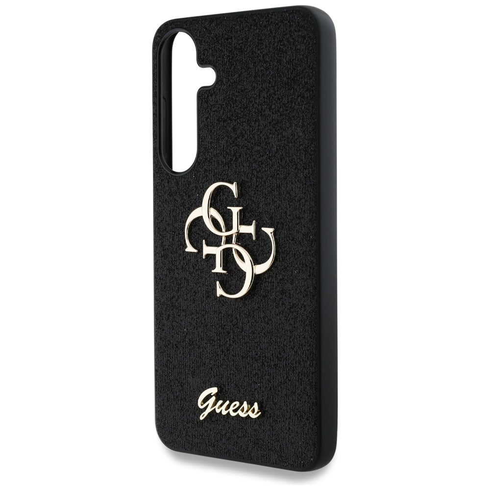 Étui pour Samsung Galaxy S25 S931, Guess, Glitter Big 4G Script, Noir