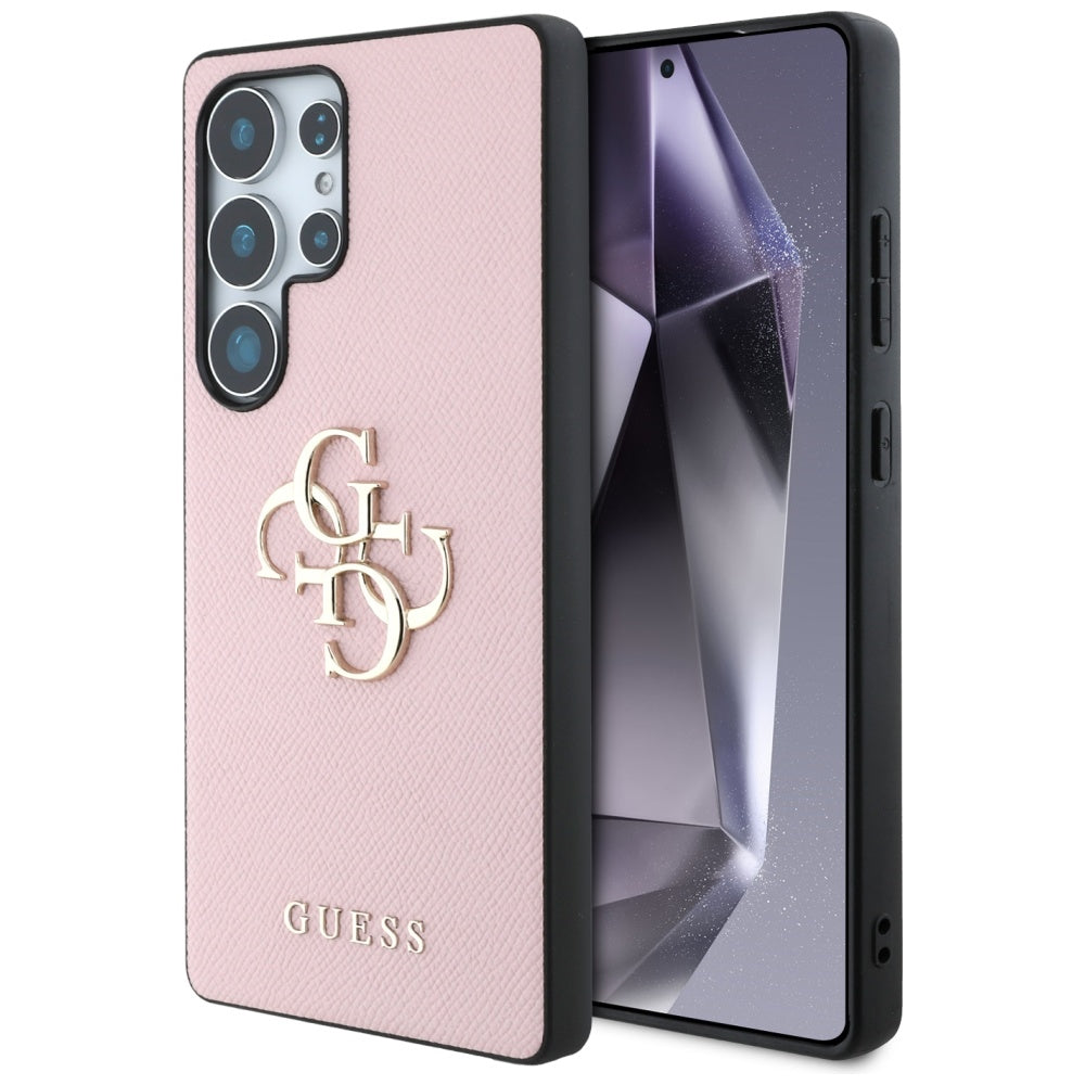 Étui pour Samsung Galaxy S25 Ultra S938, Guess, 4G Grained Big and Classic Logo, Rose