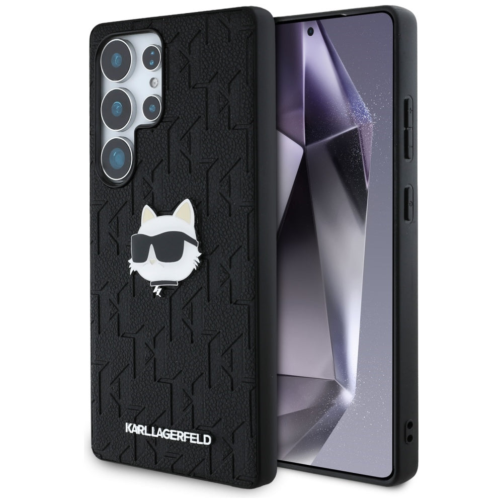 Étui pour Samsung Galaxy S25 Ultra S938, Karl Lagerfeld, Monogramme Tête de Choupette, Noir