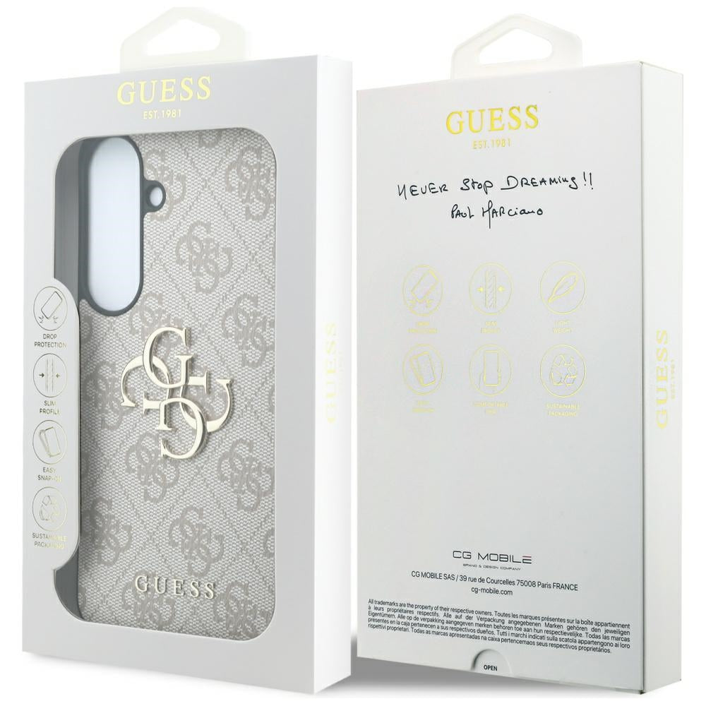 Coque pour Samsung Galaxy S26 FE S741, Guess, Logo Métal 4G, Rose