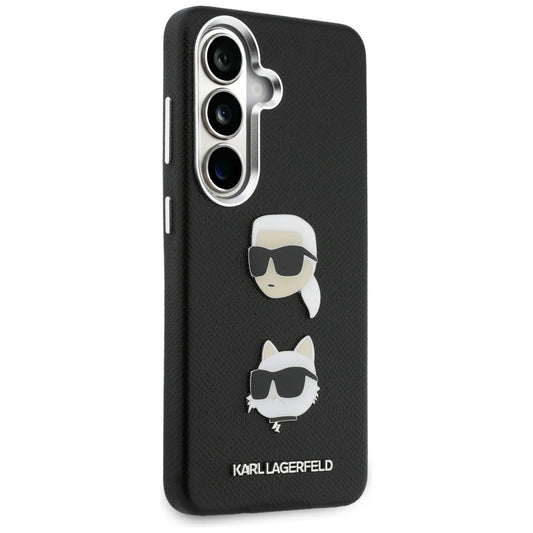 Étui pour Samsung Galaxy S26 S942, Karl Lagerfeld, Saffiano Karl & Choupette's Head Pin, Noir