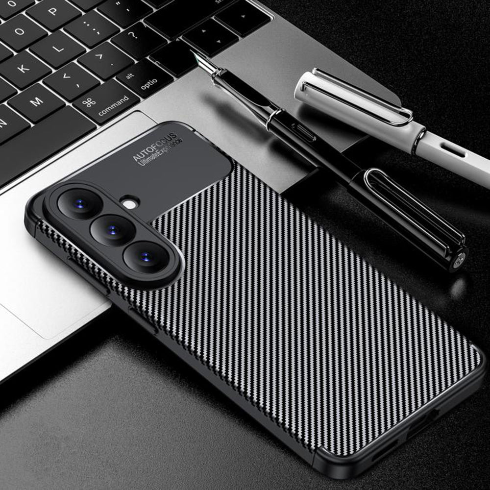 Étui pour Samsung Galaxy S26 S942, Techsuit, CarbonFiber, Noir