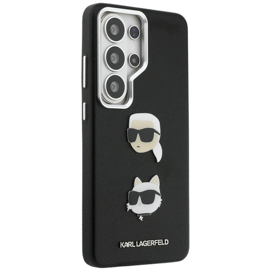 Étui pour Samsung Galaxy S26 Ultra S948, Karl Lagerfeld, Saffiano Karl & Choupette's Head Pin, Noir