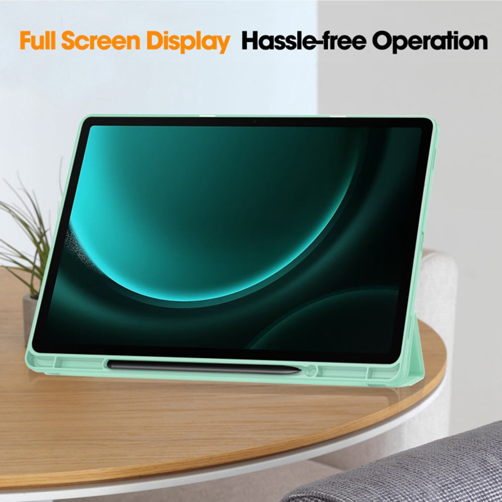 Housse pour Samsung Galaxy Tab S10+ / Tab S9 FE+ / Tab S9+, Techsuit, Flex Trifold, Vert Matcha