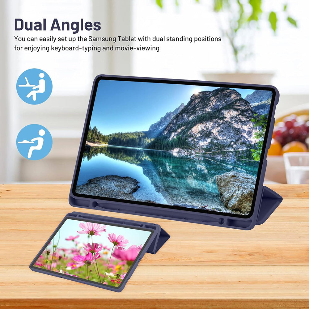 Housse pour Samsung Galaxy Tab S6 Lite (2024) / Tab S6 Lite (2022) / Tab S6 Lite (2020), Techsuit, Flex Trifold, Bleu marine