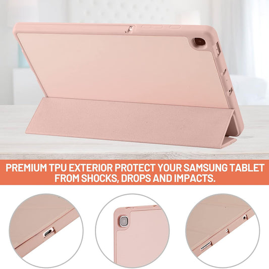 Housse pour Samsung Galaxy Tab S6 Lite (2024) / Tab S6 Lite (2022) / Tab S6 Lite (2020), Techsuit, Flex Trifold, Rose
