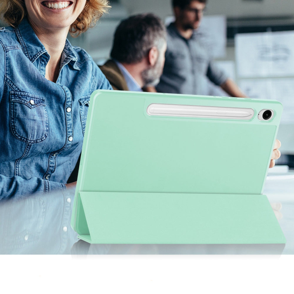 Coque pour Samsung Galaxy Tab S9 FE / Tab S9 / Tab S10 FE, Techsuit, Flex Trifold, Vert Matcha
