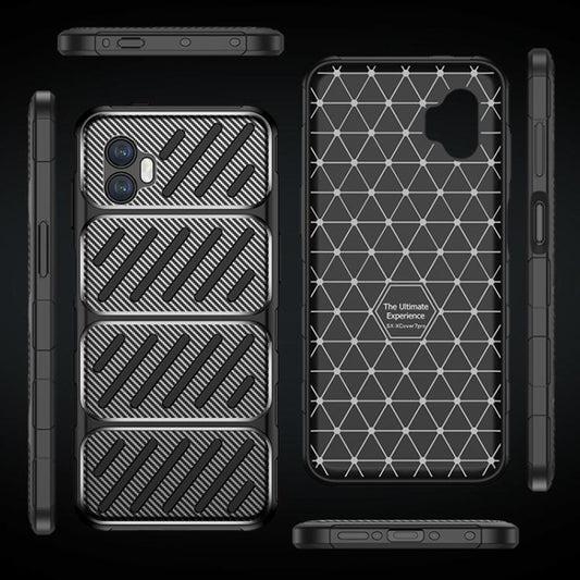 Coque pour Samsung Galaxy XCover7 Pro, Techsuit, Fibre de carbone, Noire