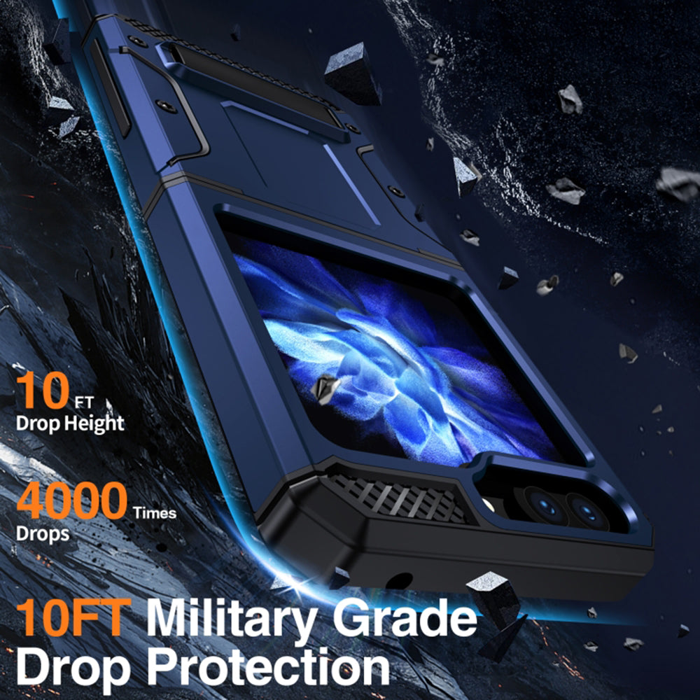 Étui pour Samsung Galaxy Z Flip5 F731, Techsuit, Hybrid Armor Kickstand, Bleu