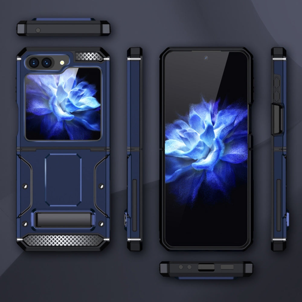 Étui pour Samsung Galaxy Z Flip5 F731, Techsuit, Hybrid Armor Kickstand, Bleu