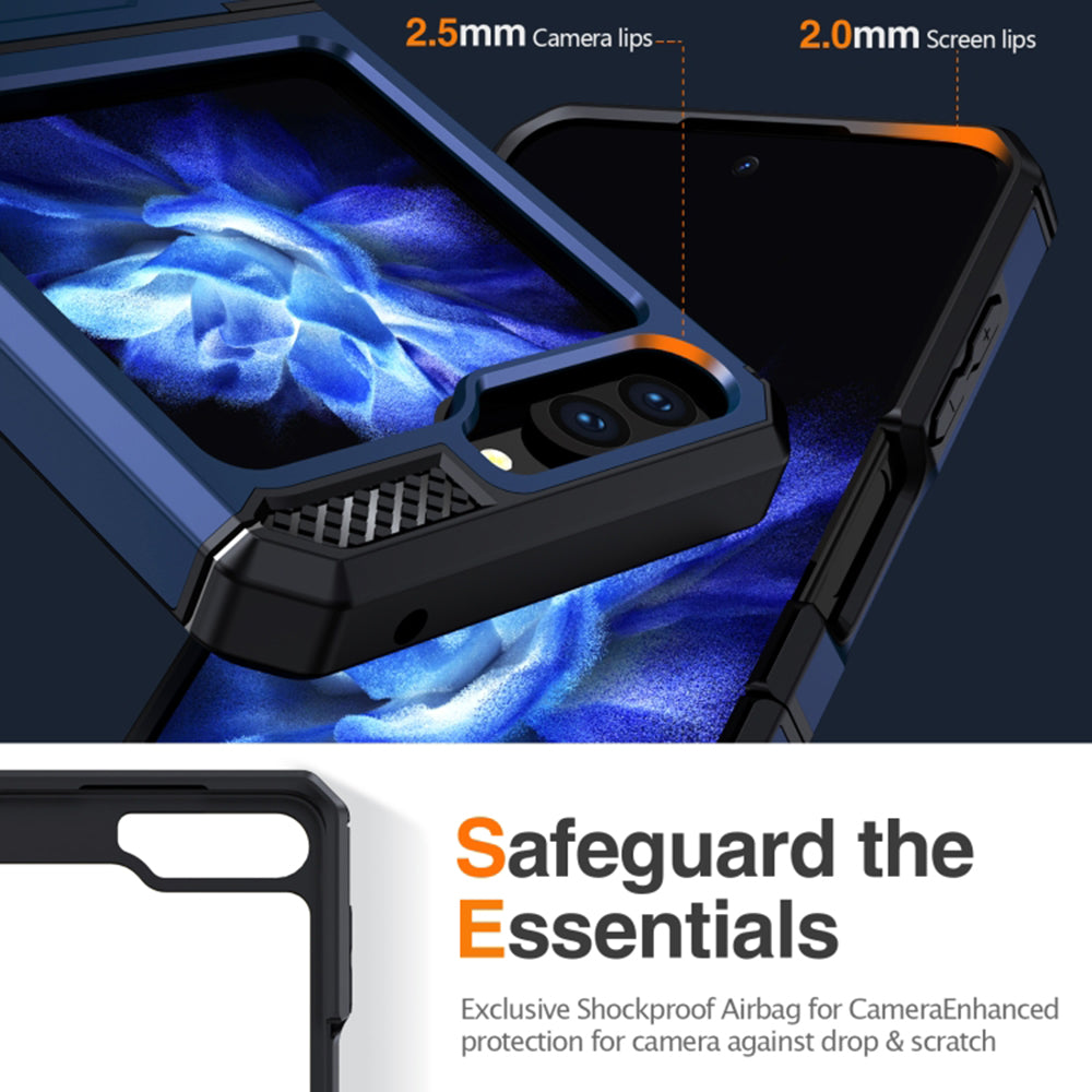 Étui pour Samsung Galaxy Z Flip5 F731, Techsuit, Hybrid Armor Kickstand, Bleu
